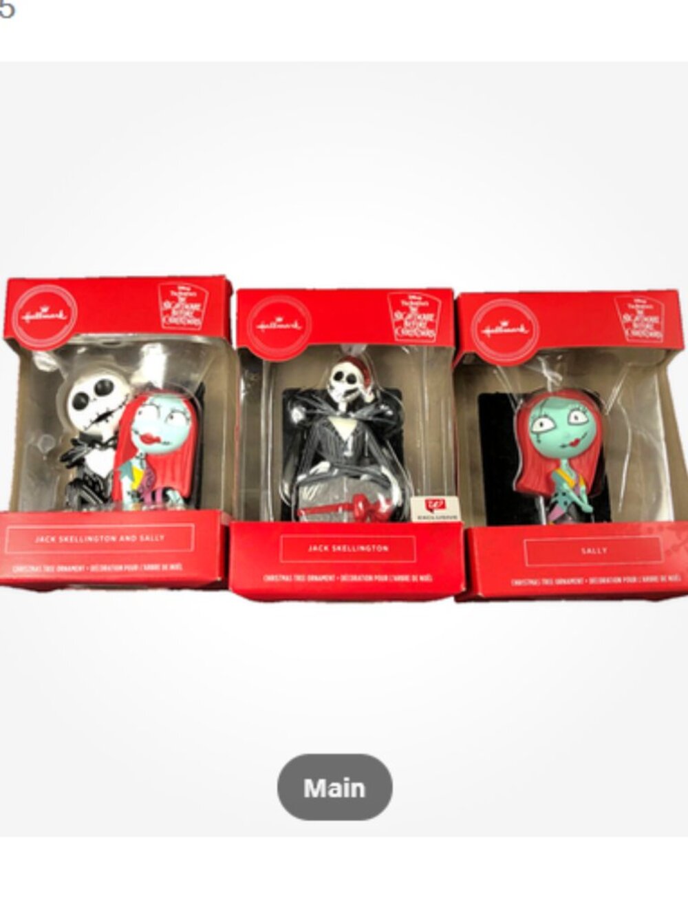 Hallmark Nightmare Before Christmas Jack & Sally Christmas Tree Ornament Set NEW